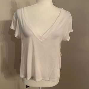 Free people white v neck tee